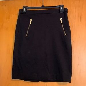 Michael Kors black pencil skirt with gold zippers